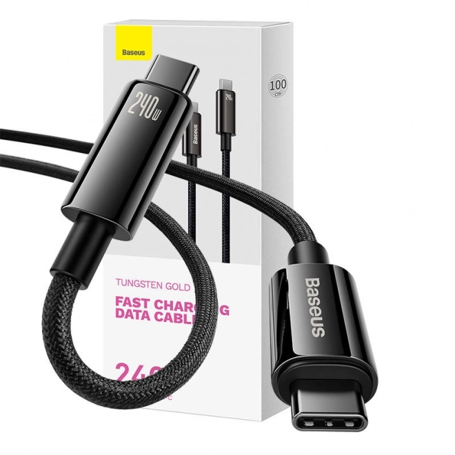 Kabel USB-C na USB-C Baseus Tungsten Gold 240W 1 m (crni)