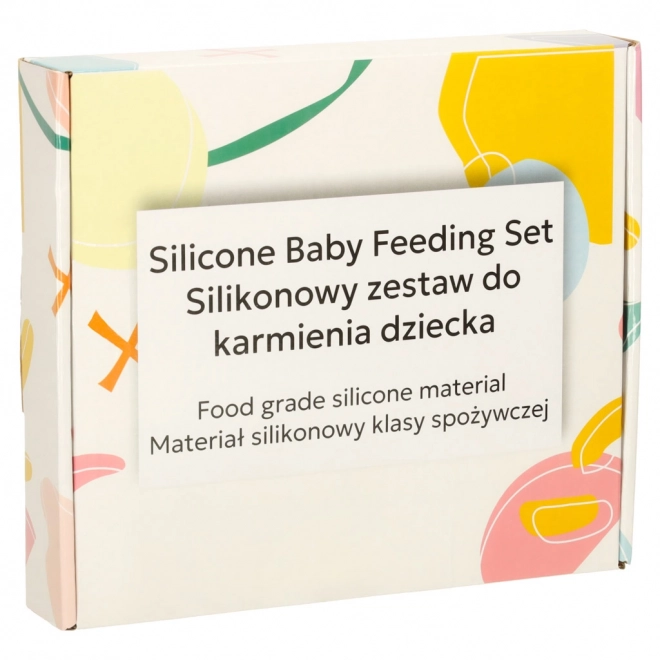 Svijetlo plavi silikonski set posuđa Medvjedić - 4 dijela