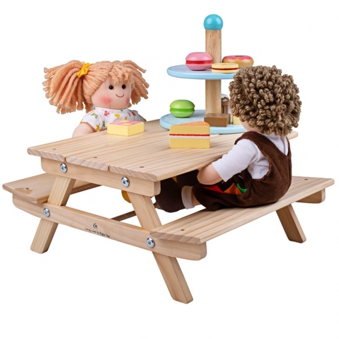 Drvena piknikova klupica za lutke Bigjigs Toys
