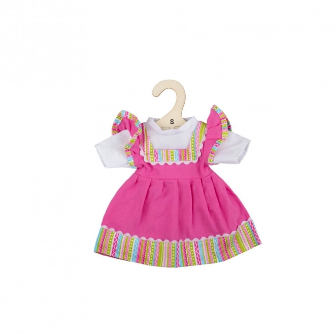Bigjigs Toys Roza haljina s prugastim rubom za lutku – 28 cm