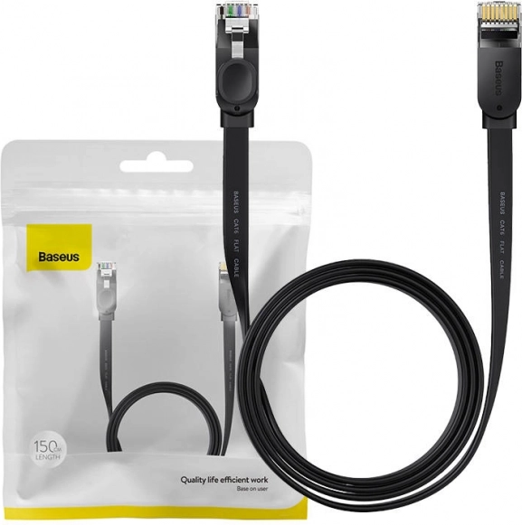Ravni Ethernet kabel BASEUS RJ45 CAT6 1,5 m crni