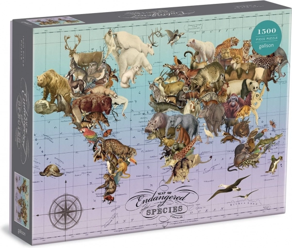 Galison Puzzle Karta ugroženih vrsta 1500 dijelova