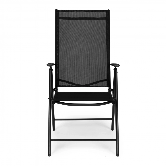 Set 2 sklopivih čeličnih vrtnih stolica s podesivim naslonom ModernHome - crna