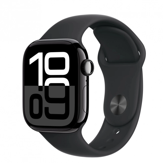 Apple Watch Series 10 GPS s 42 mm aluminijskim kućištem u oniks boji s crnim sportskim remenom - veličina M/L