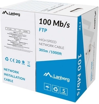 LAN kabel FTP 100 Mb/s 305 m CCA, sivi