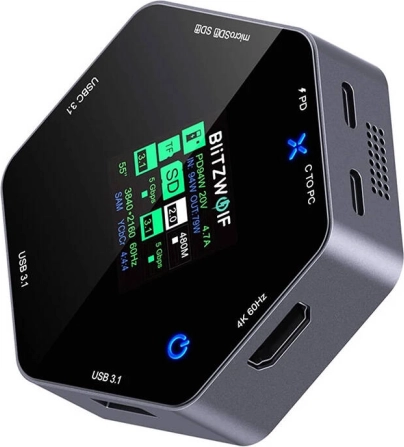 Blitzwolf 8-u-1 priključna stanica BW-TH16 USB 100W s LCD zaslonom