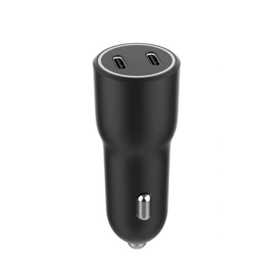 Autopunjač s 2x USB-C PD 40W crna