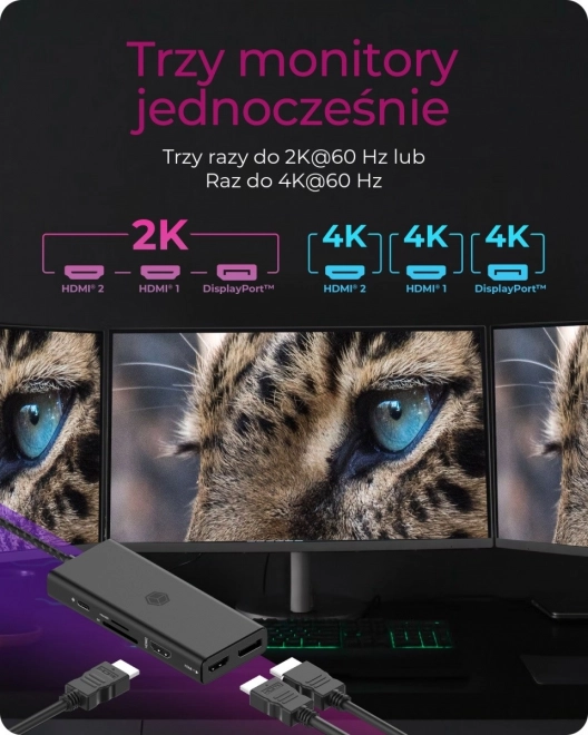 Stolna priključna stanica 9u1 HDMI, DP, CR, Tip-C