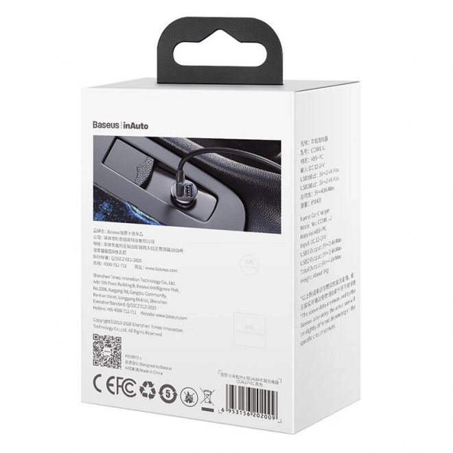 punjač za auto Baseus Grain Pro 2x USB crna