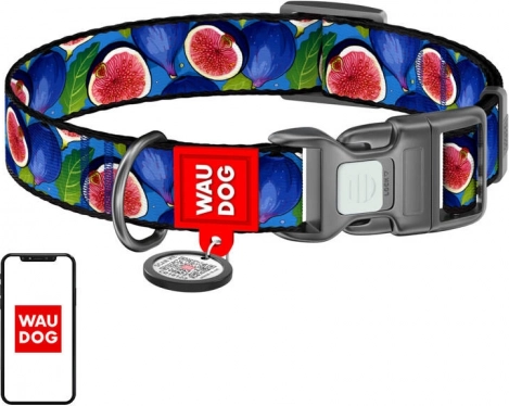 Najlonska ogrlica za pse s QR kodom Waudog Fig, veličina S
