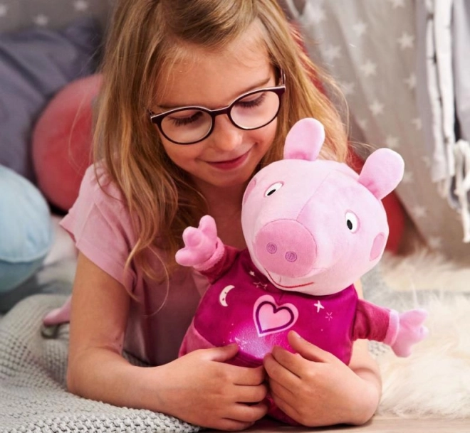 Peppa Pig 2u1 plišani jastučić za uspavljivanje, svira + svjetlo, ružičasti, 25 cm
