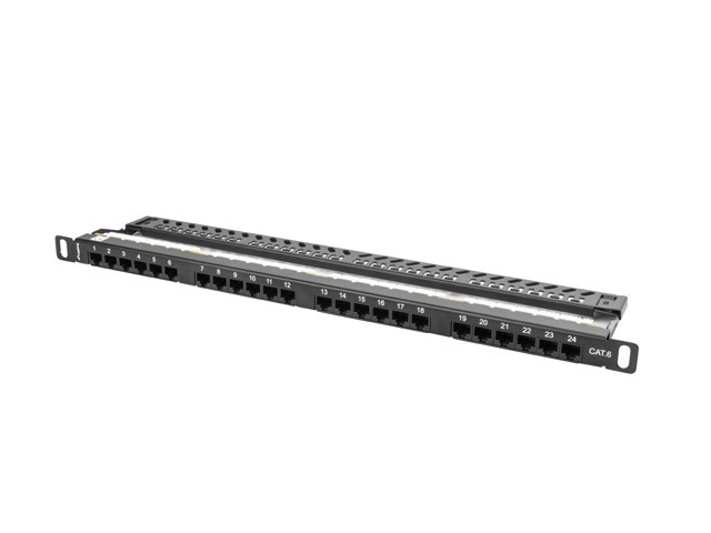 Patch panel 24 porta 0.5U kat. 6 crni