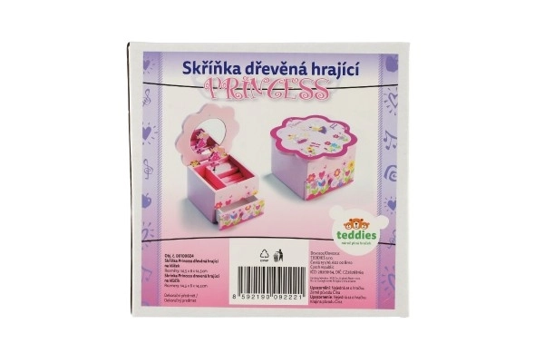 Ormarić za nakit Princess drvena glazbena cvjetna ladica 14,5x8x14,5cm
