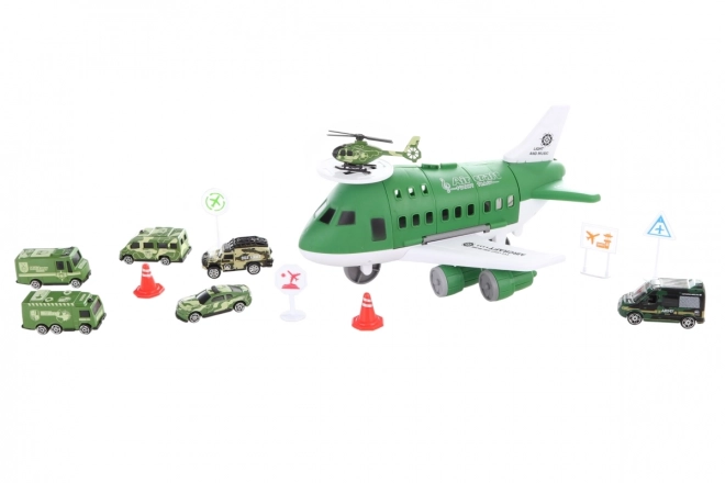 Avion s rasklapanjem garažom i vojnim autićima