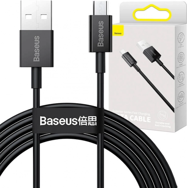 BASEUS USB na micro USB kabel 2 A, 2 m, crni