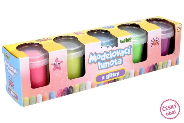 Modelirajuća masa s glitterom, 5 x 56g - češka ambalaža