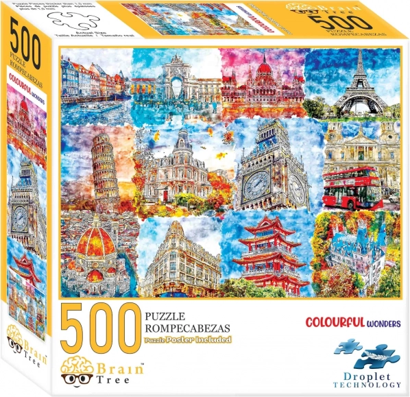 Puzzle Spomenici u bojama Brain Tree 500 dijelova