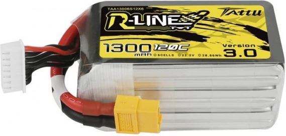 tattu r-line 3.0 lipo baterija 1300 mah 22,2 v 120c 6s xt60