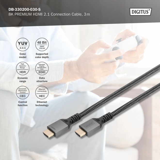 HDMI Kabel 2.1 Ultra HighSpeed 8K UHD 3m crni