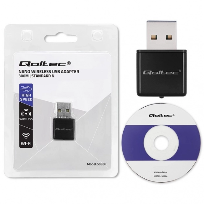 Bežični Mini Adapter WiFi Qoltec USB 2.0 300Mbps