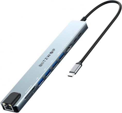 Priključna stanica BlitzWolf BW-TH5 10-u-1 USB‑C, srebrna