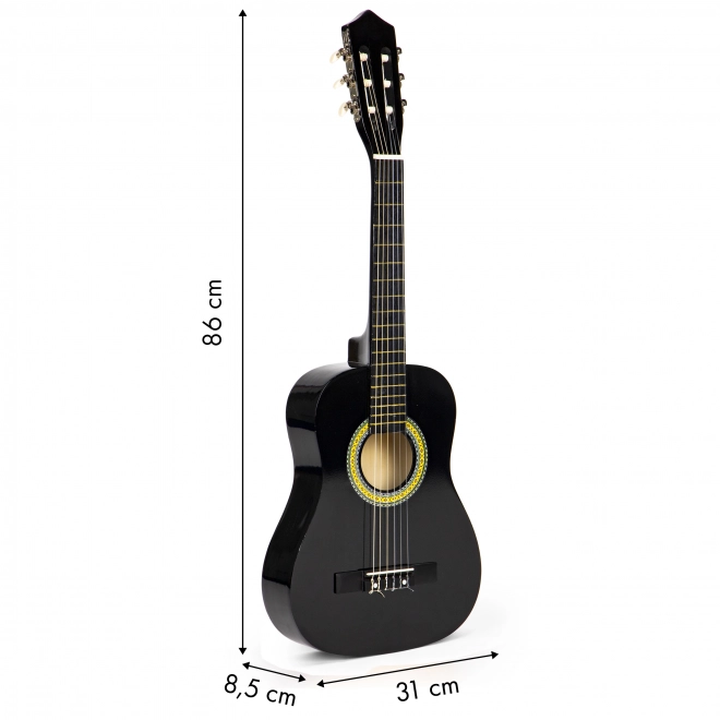Velika dječja drvena gitara s 6 žica ECOTOYS – crna