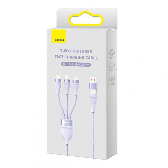 Kabel Baseus Flash Serija 2u1 USB-C + micro USB + Lightning 100 W