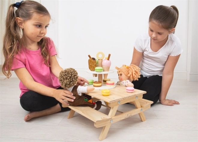 Drvena piknikova klupica za lutke Bigjigs Toys