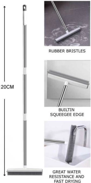 Gumena metla sa silikonskim vlaknima i metalnom drškom 120 cm