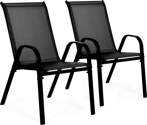 Set od 2 vrtnih stolica za terasu, balkon, crne