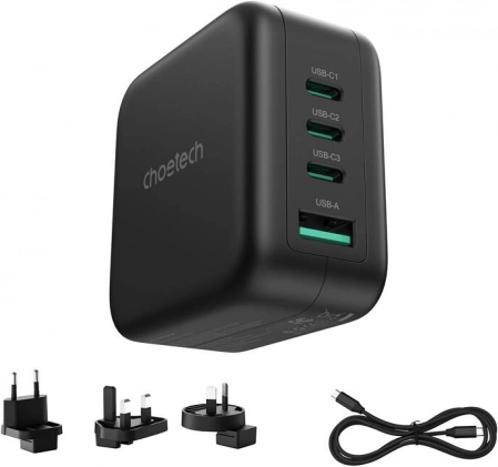 Mrežni punjač Choetech 70 W GaN s adapterima za SAD, EU, UK i AU
