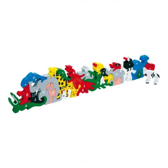 Drvene puzzle životinje s slovima i brojevima