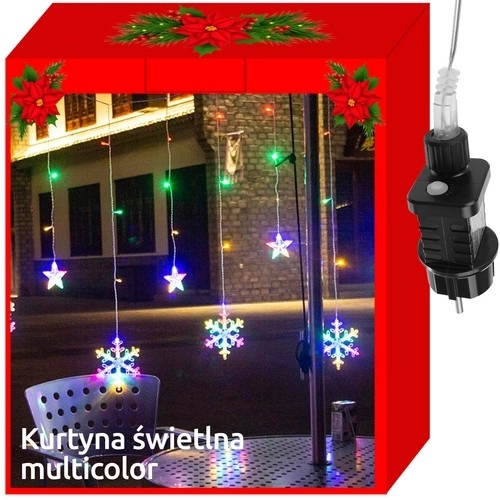 LED šareni zastor sa pahuljama i zvjezdicama - 5 m, 138 LED