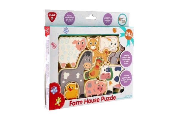 Puzzle/Umetanje drvena farma 20x14cm u kutiji 24x21x2cm 24m+