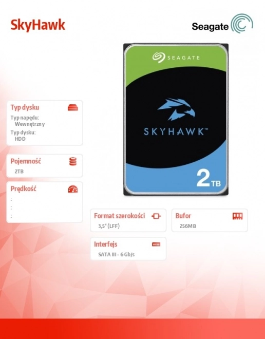 Čvrsti disk Seagate SkyHawk 2TB za nadzorne sustave
