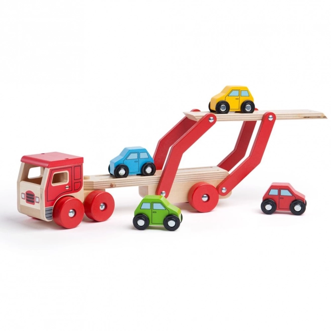 Drveni kamion s autićima od Bigjigs Toys