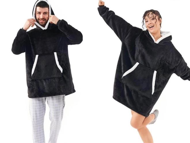 Topla oversize majica s kapuljačom i krznom