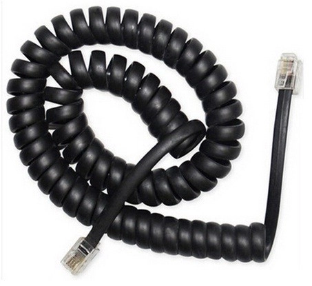 Spiralni telefonski kabel RJ10/4P4C 2m crni