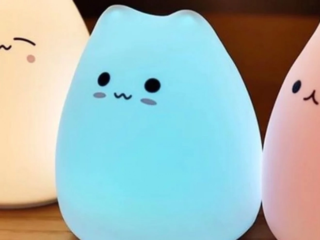 Dječja silikonska noćna lampica Mačka RGB na dodir