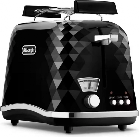 Stilizirani crni toster DeLonghi Brillante