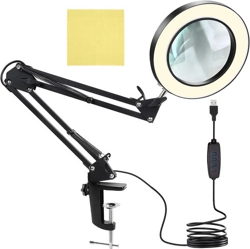 Stolna lampa s lupom i LED osvjetljenjem IZOXIS – crna