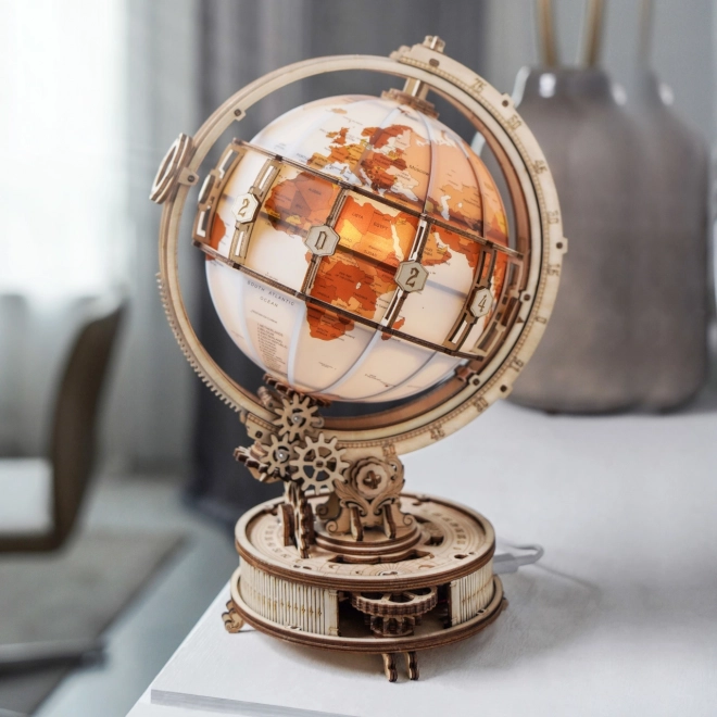 RoboTime 3D drvene mehaničke puzzle Svjetleći globus