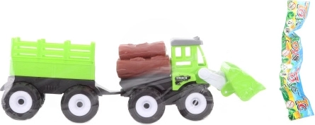 Plastični traktor s utovarivačem i prikolicom za djecu