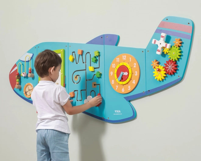 Drvena zidna senzorna ploča Avion VIGA Montessori