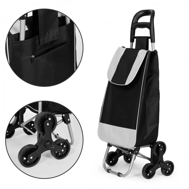 Košarica za kupnju, 25 l, 6 kotača, metalni okvir, crna