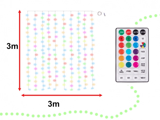 LED šareni zastor s lampionima - 3 m, 200 LED