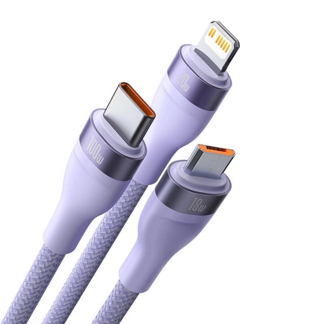 Kabel Baseus Flash Serija 2u1 USB-C + micro USB + Lightning 100 W