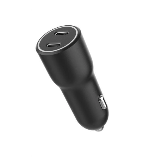 Autopunjač s 2x USB-C PD 40W crna
