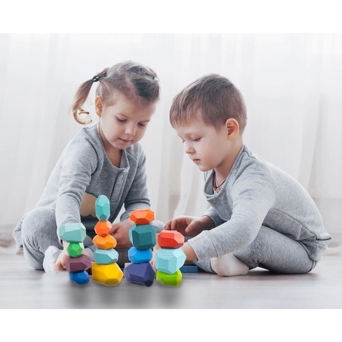 Kreativni drveni balansni kamenčići Kruzzel 22475 - set od 16 kom