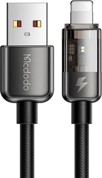 Mcdodo Lightning kabel s LED indikatorom, 1,8 m, 12 W, crni
